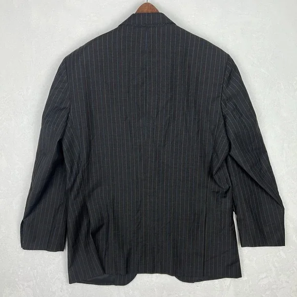 Luciano‎ Barbera Suit Jacket Mens 44R Blazer Dark Gray Striped Wool Italy - Picture 7 of 13